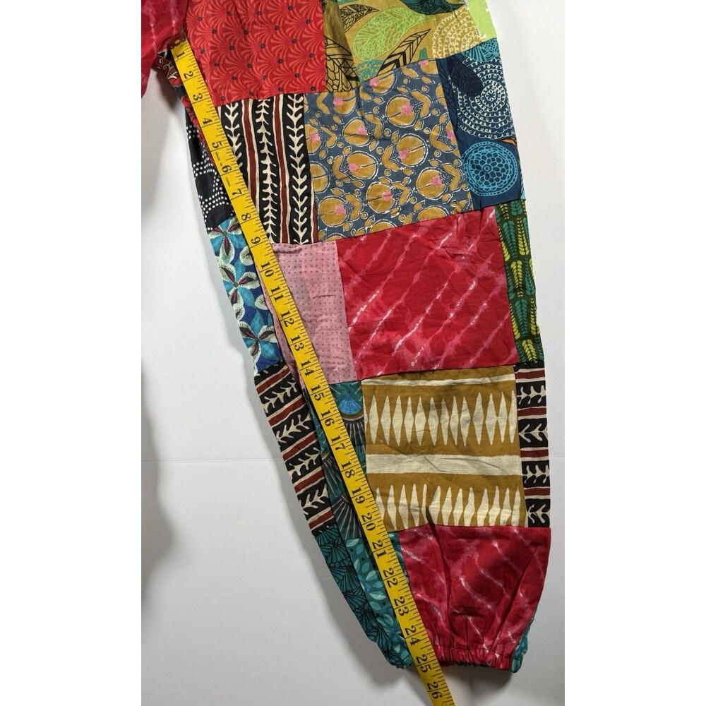 Ashley Taylor Patchwork Balloon Pants One Size Multicolor Pockets Made in India - Picture 6 of 11